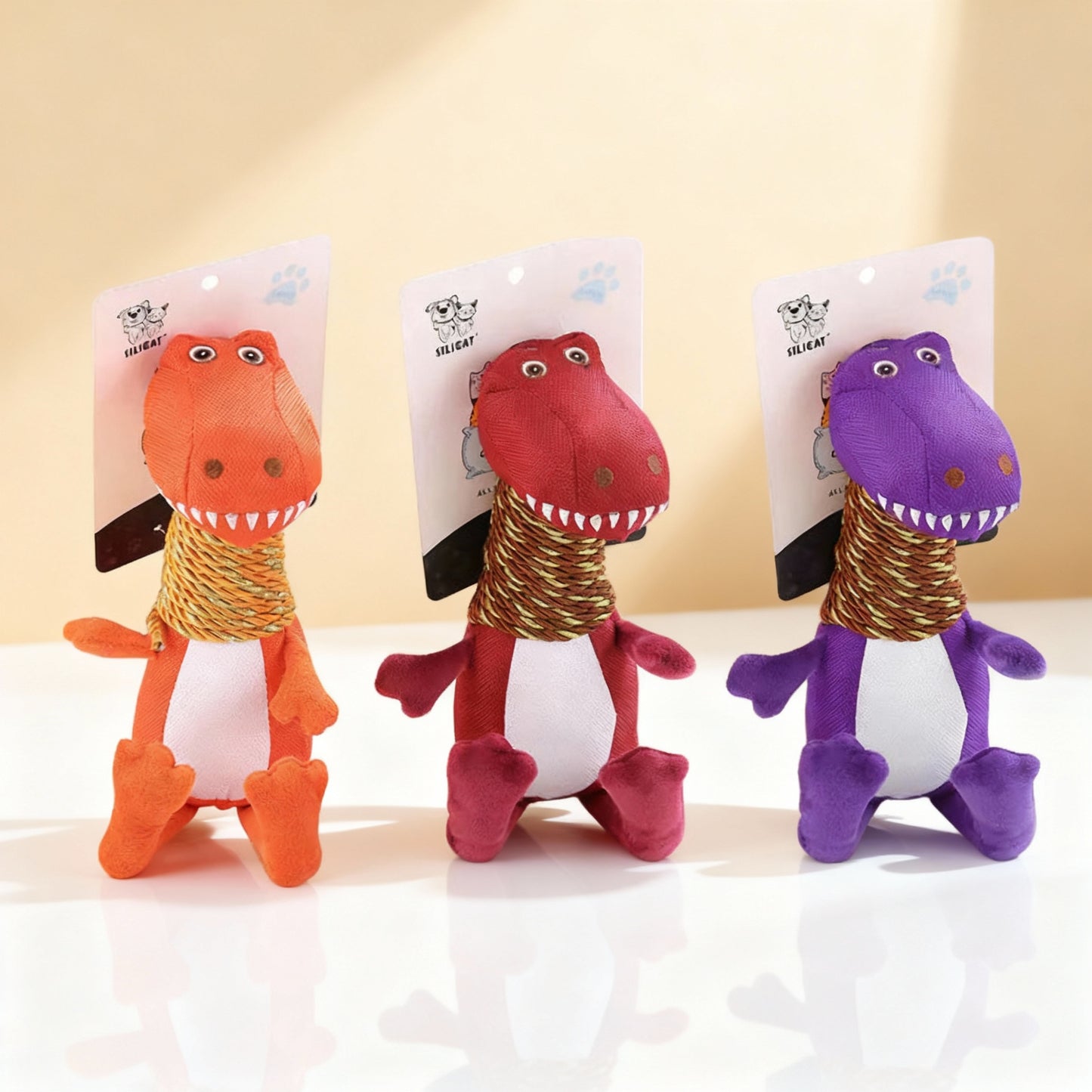 Plush Dinosaur Dog Toy