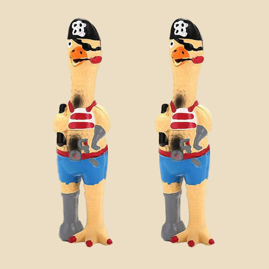 Squawky Pirate Rubber Chicken Dog Toy - 2 Pack